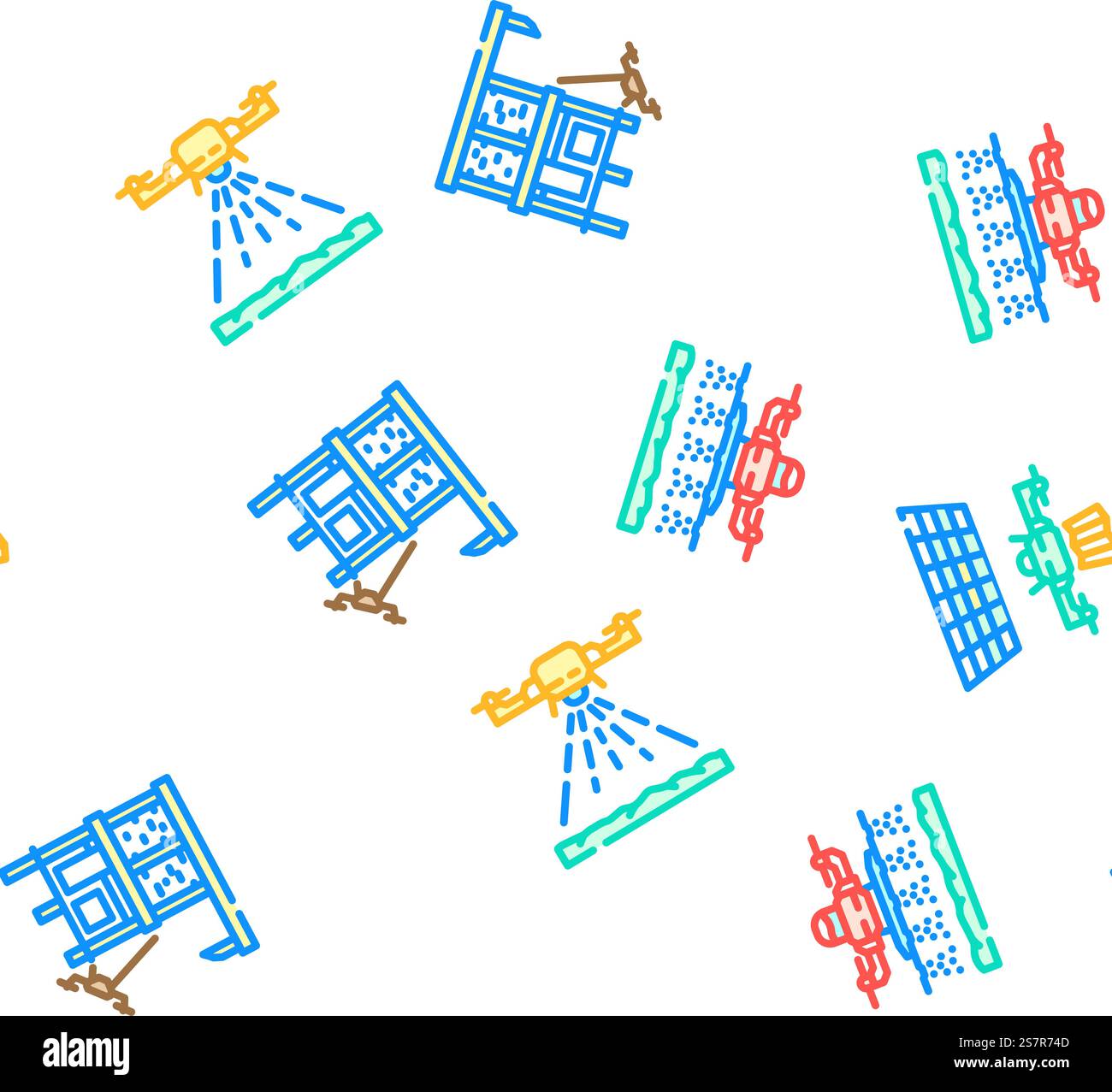 drone use technology vector seamless pattern thin line illustration. drone use technology seamless pattern vector Stock Vector