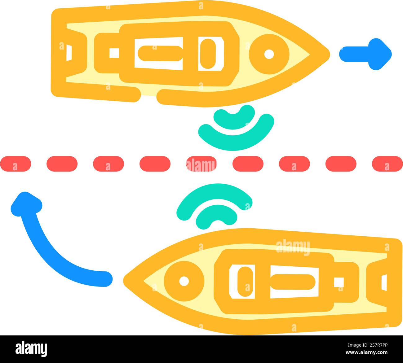 ship collision avoidance systems color icon vector. ship collision ...