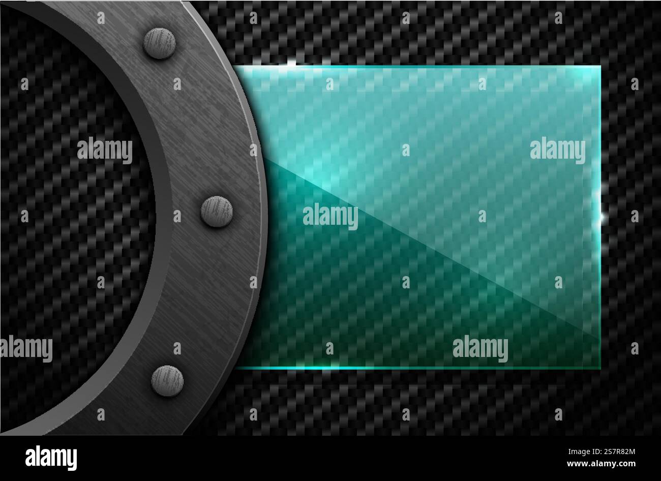 Vector black carbon fiber background with dark grunge metal ring and ...
