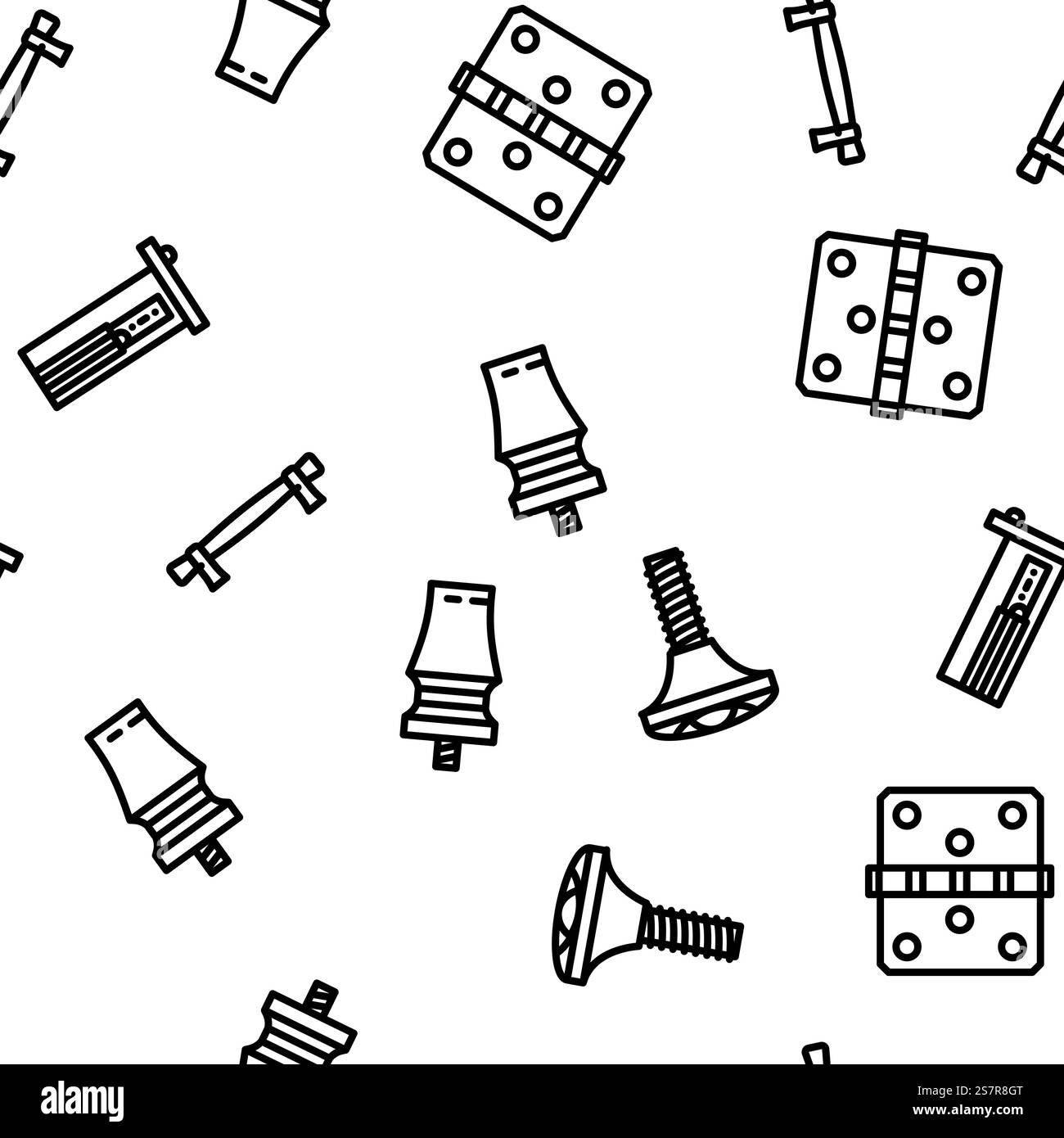 furniture fitting construction vector seamless pattern thin line illustration. furniture fitting construction vector seamless pattern Stock Vector