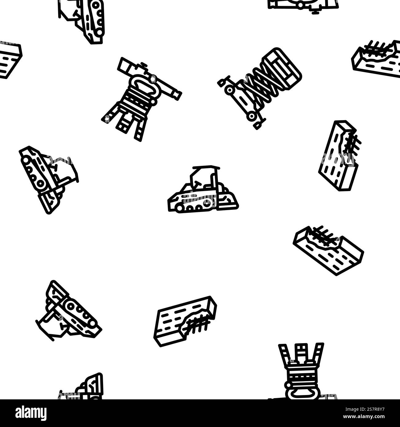 civil engineer construction vector seamless pattern thin line illustration. civil engineer construction vector seamless pattern Stock Vector