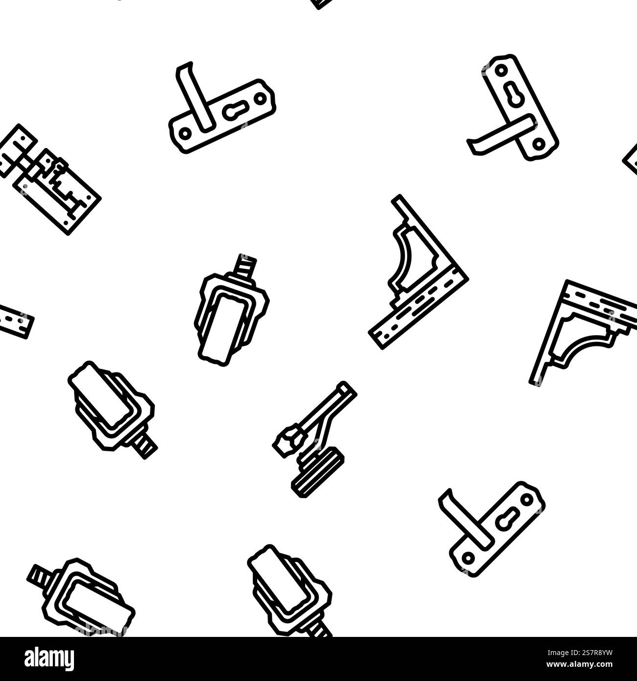 furniture fitting construction vector seamless pattern thin line illustration. furniture fitting construction vector seamless pattern Stock Vector