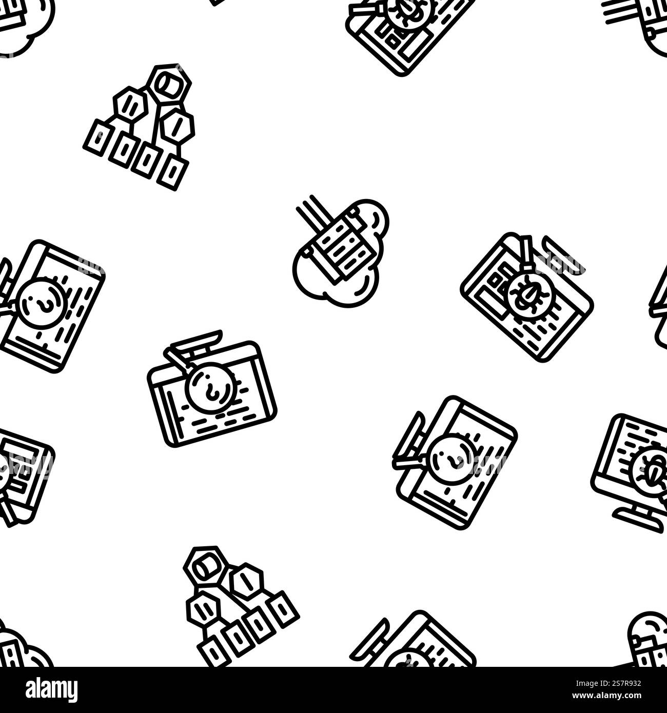 software compute, engineer vector seamless pattern thin line illustration. software compute, engineer vector seamless pattern Stock Vector