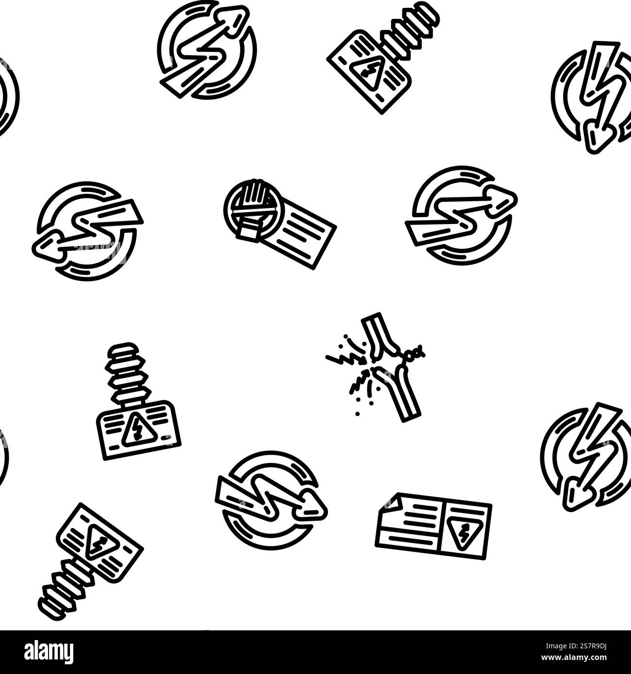 electrical danger voltage vector seamless pattern thin line ...