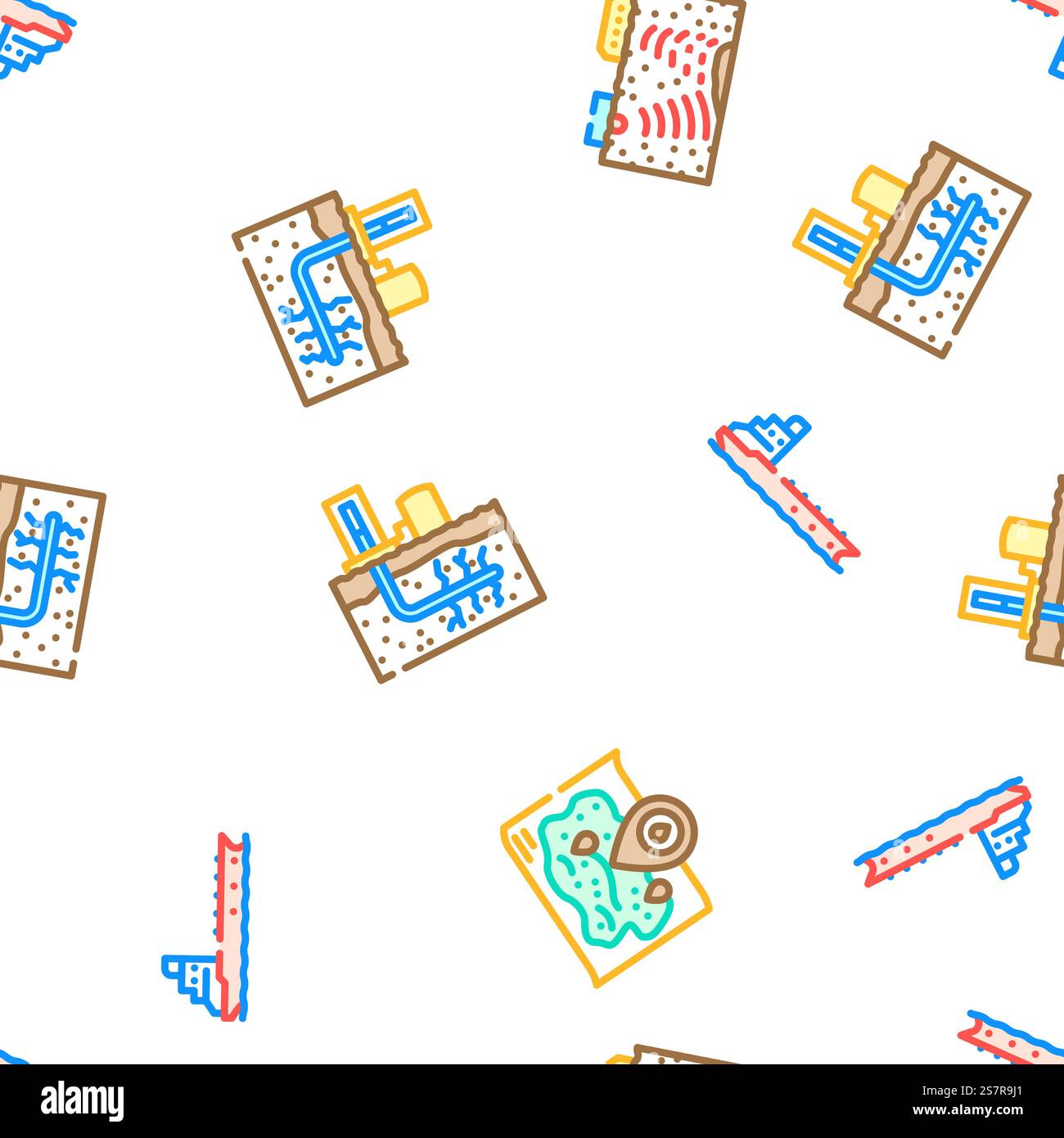 oil industry petroleum energy gas vector seamless pattern thin line illustration. oil industry petroleum energy gas vector seamless pattern Stock Vector