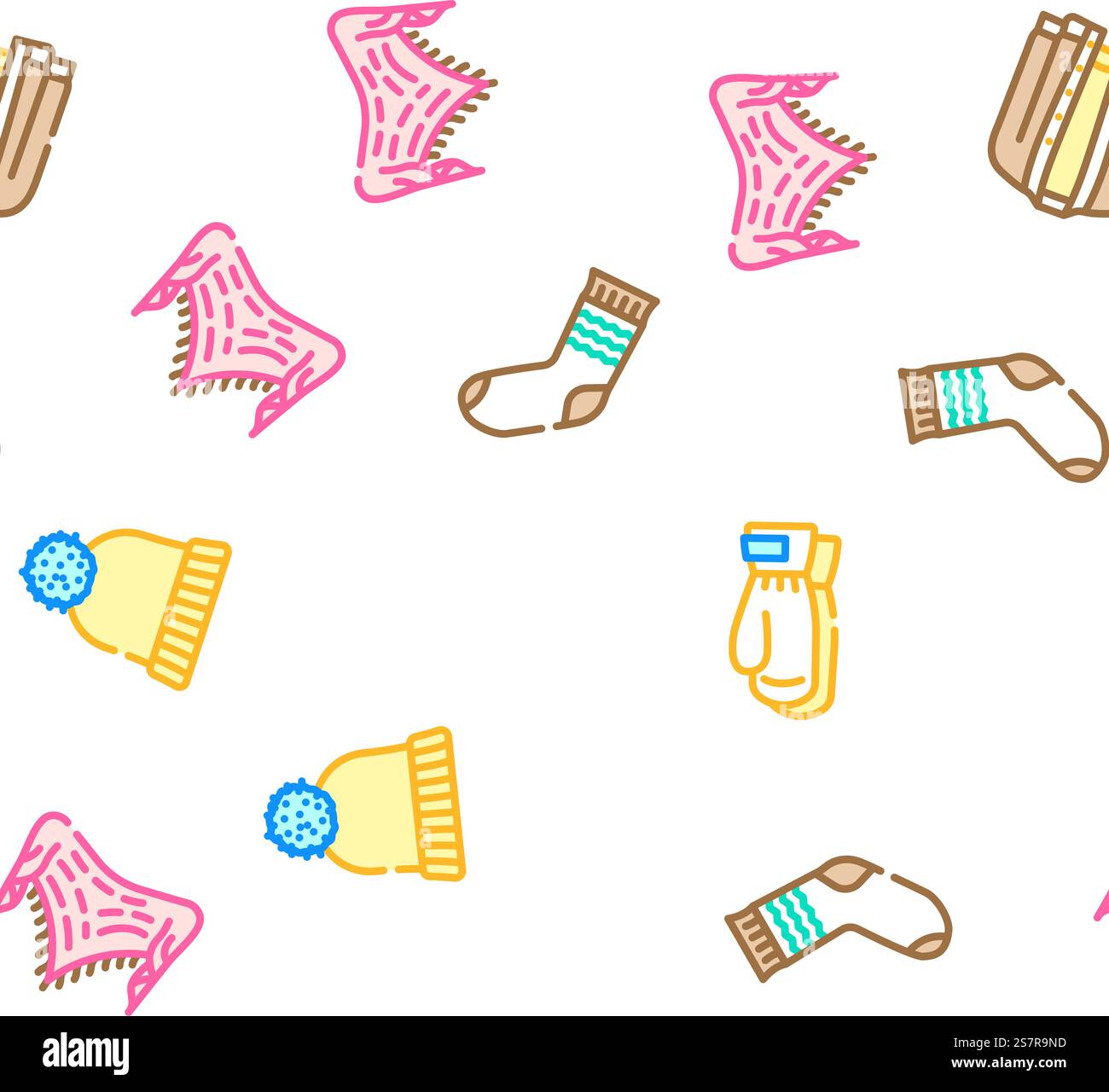 knitting wool textile knit vector seamless pattern thin line ...