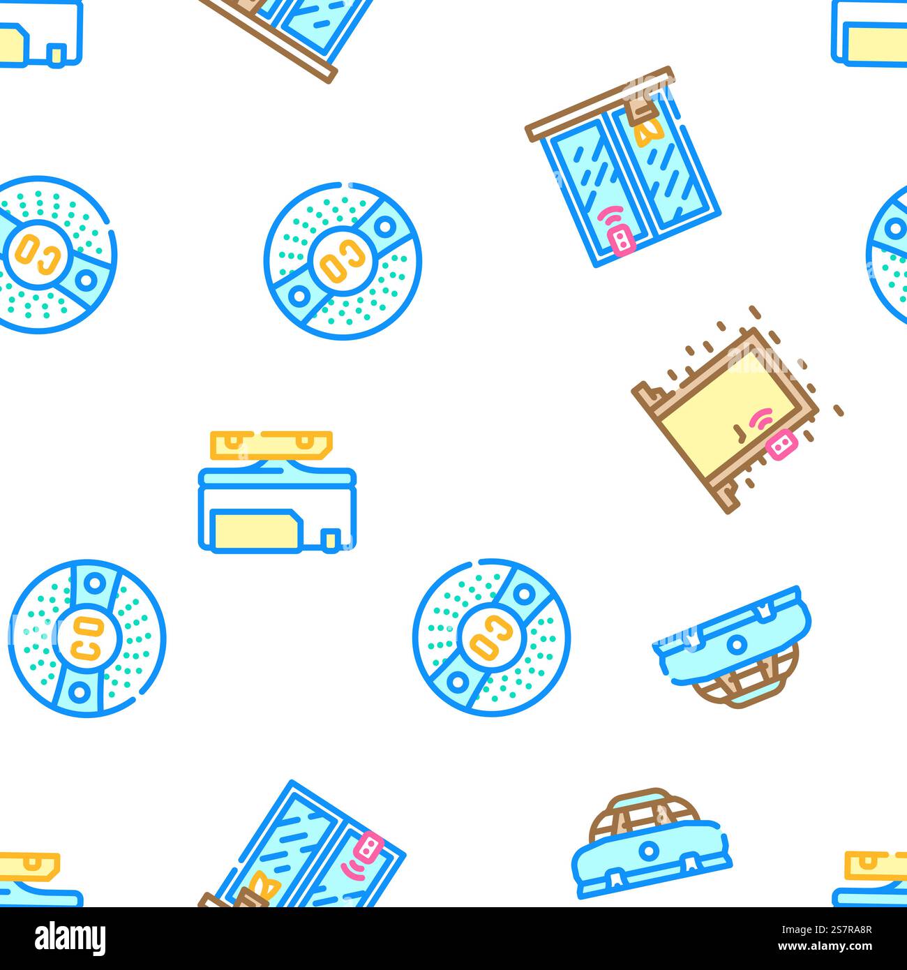 smart home control vector seamless pattern thin line illustration. smart home control seamless pattern vector Stock Vector