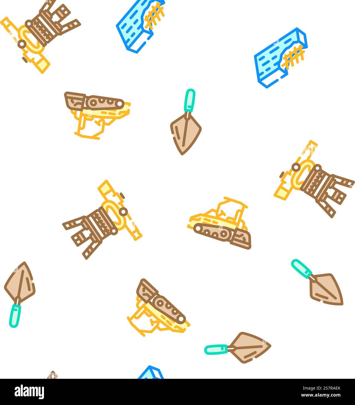 civil engineer construction vector seamless pattern thin line illustration. civil engineer construction vector seamless pattern Stock Vector