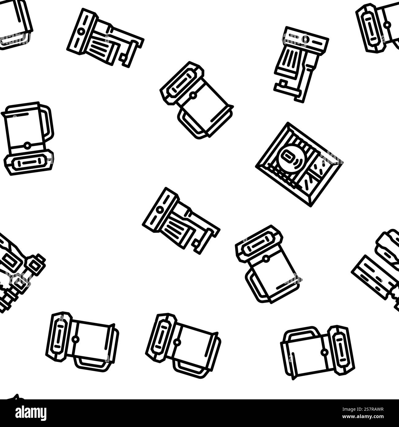 smart home control vector seamless pattern thin line illustration. smart home control seamless pattern vector Stock Vector