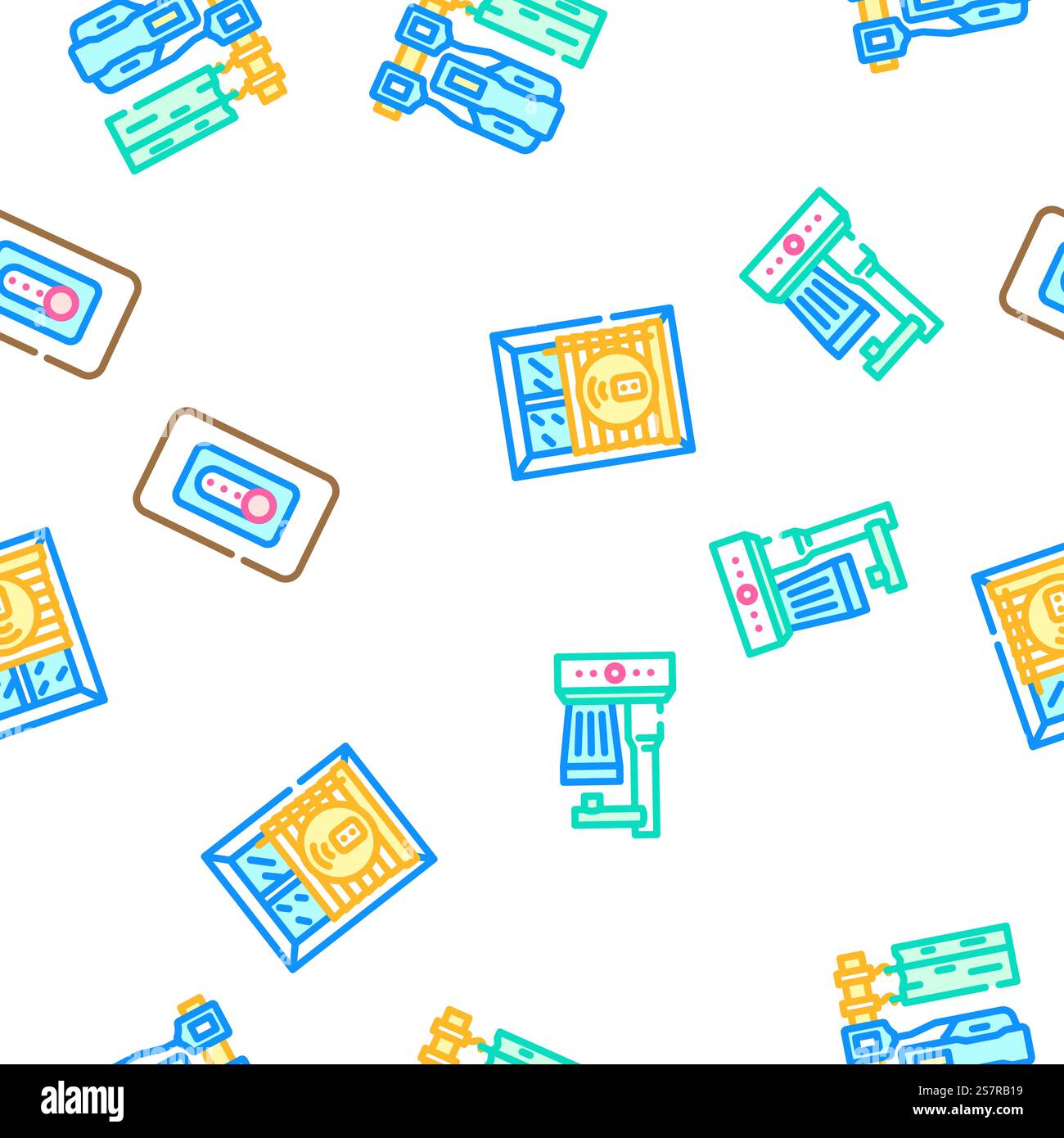 smart home control vector seamless pattern thin line illustration. smart home control seamless pattern vector Stock Vector