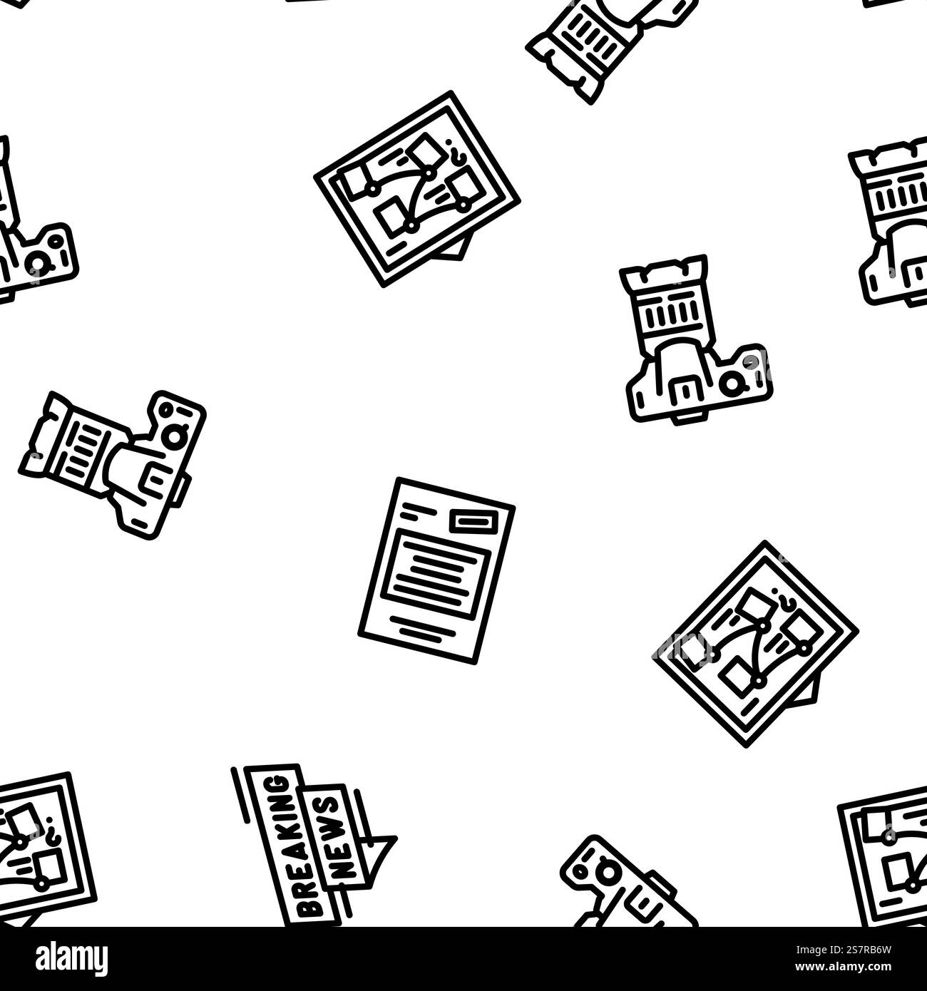 news media screen business vector seamless pattern thin line illustration. news media screen business vector seamless pattern Stock Vector