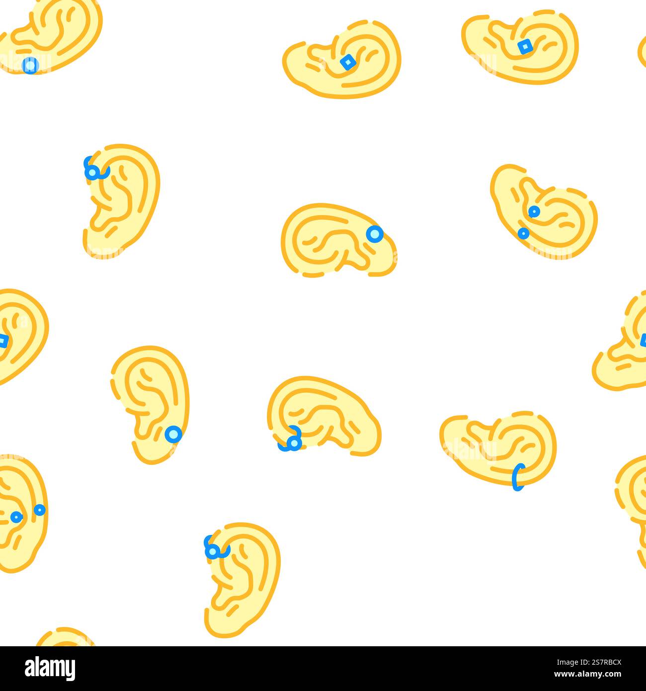piercing ring earring nose vector seamless pattern thin line ...