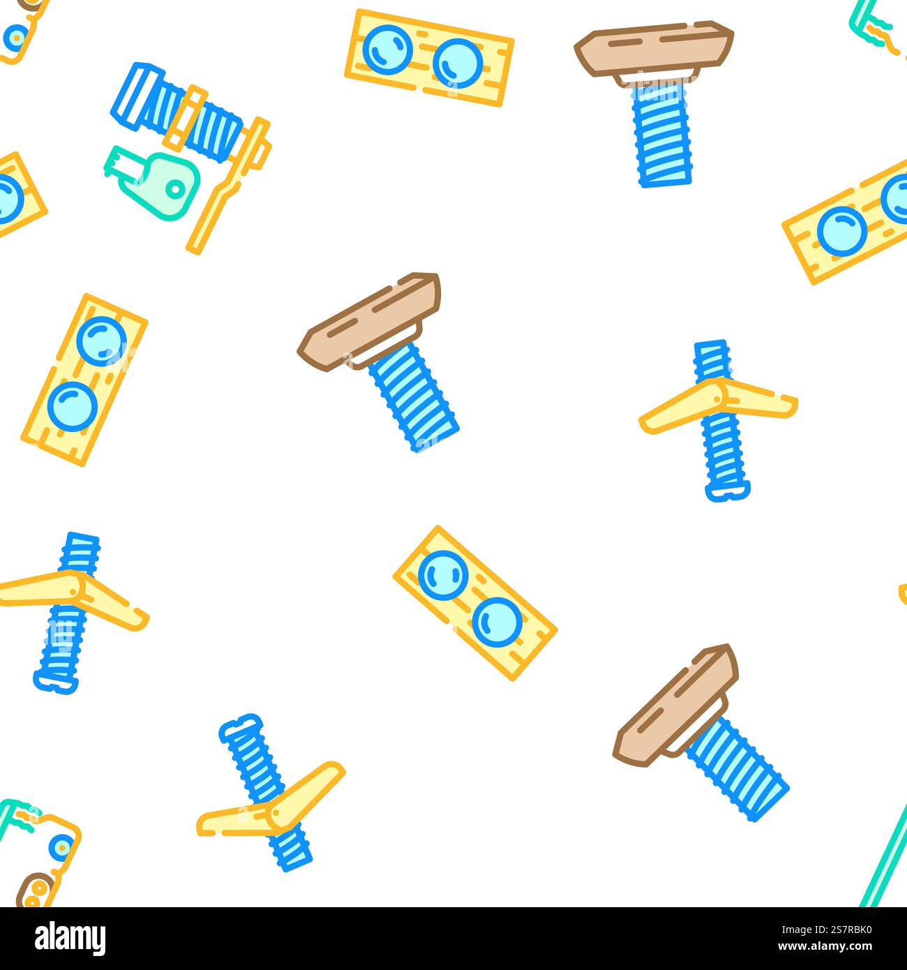 furniture fitting construction vector seamless pattern thin line illustration. furniture fitting construction vector seamless pattern Stock Vector
