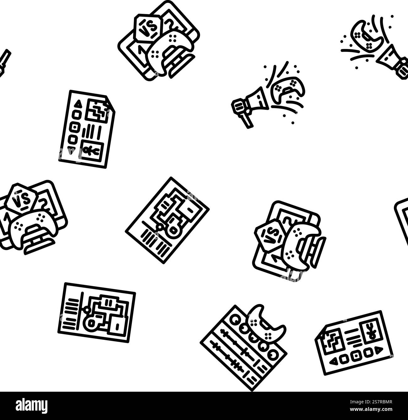 game development software vector seamless pattern thin line illustration. game development software seamless pattern vector Stock Vector