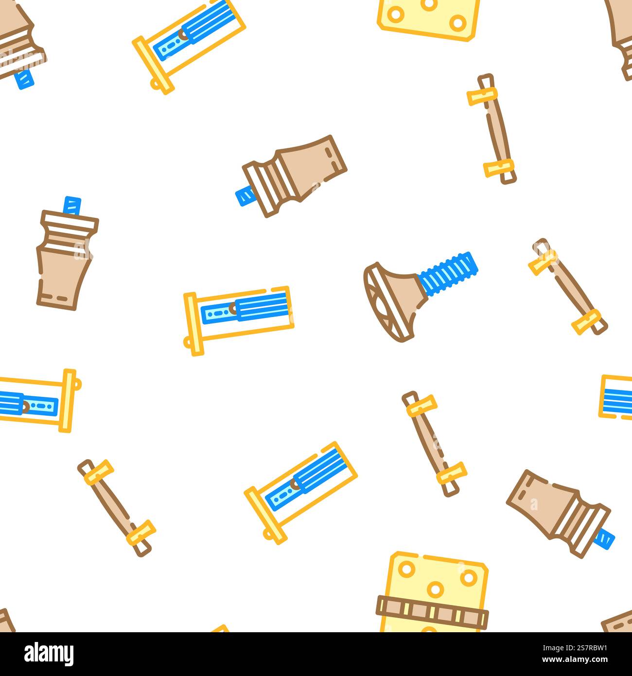 furniture fitting construction vector seamless pattern thin line illustration. furniture fitting construction vector seamless pattern Stock Vector
