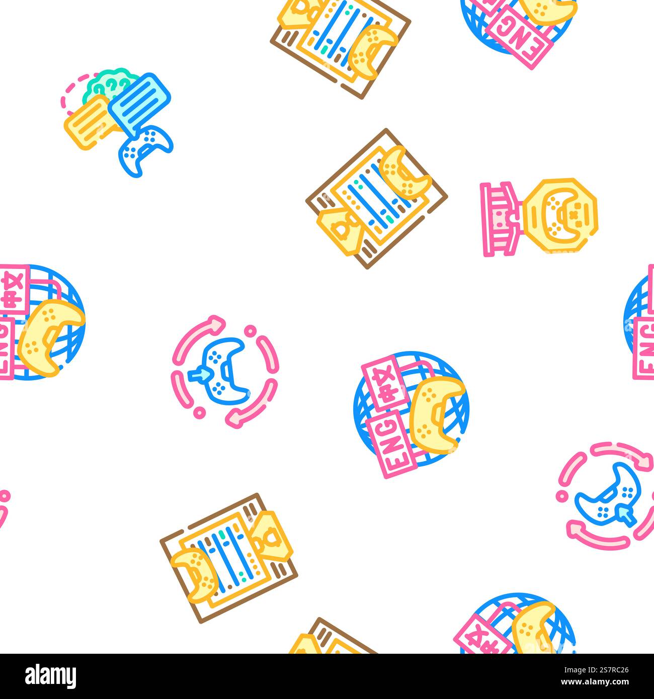 game development software vector seamless pattern thin line illustration. game development software seamless pattern vector Stock Vector