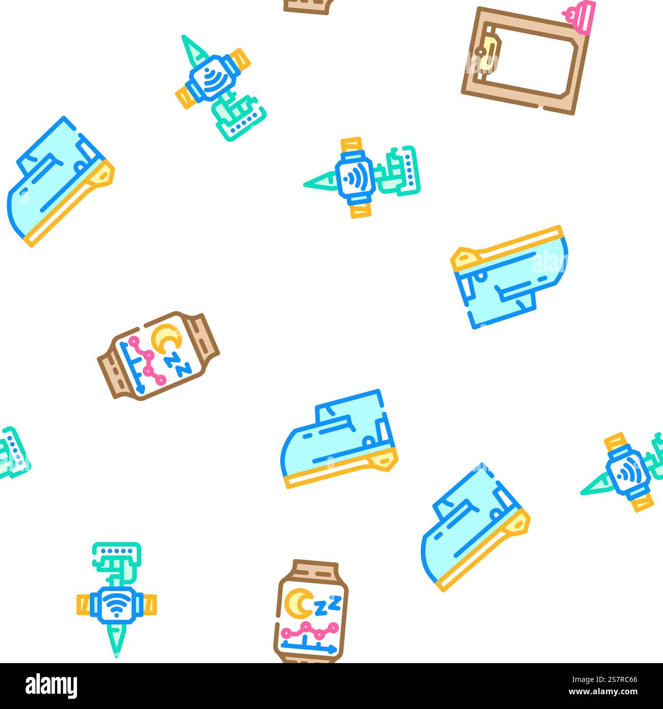 smart home control vector seamless pattern thin line illustration. smart home control seamless pattern vector Stock Vector