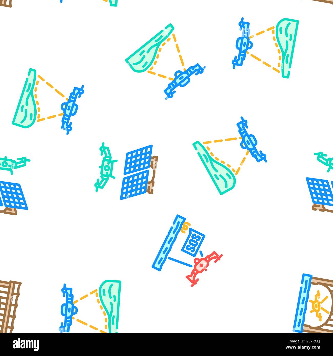 drone use technology vector seamless pattern thin line illustration. drone use technology seamless pattern vector Stock Vector