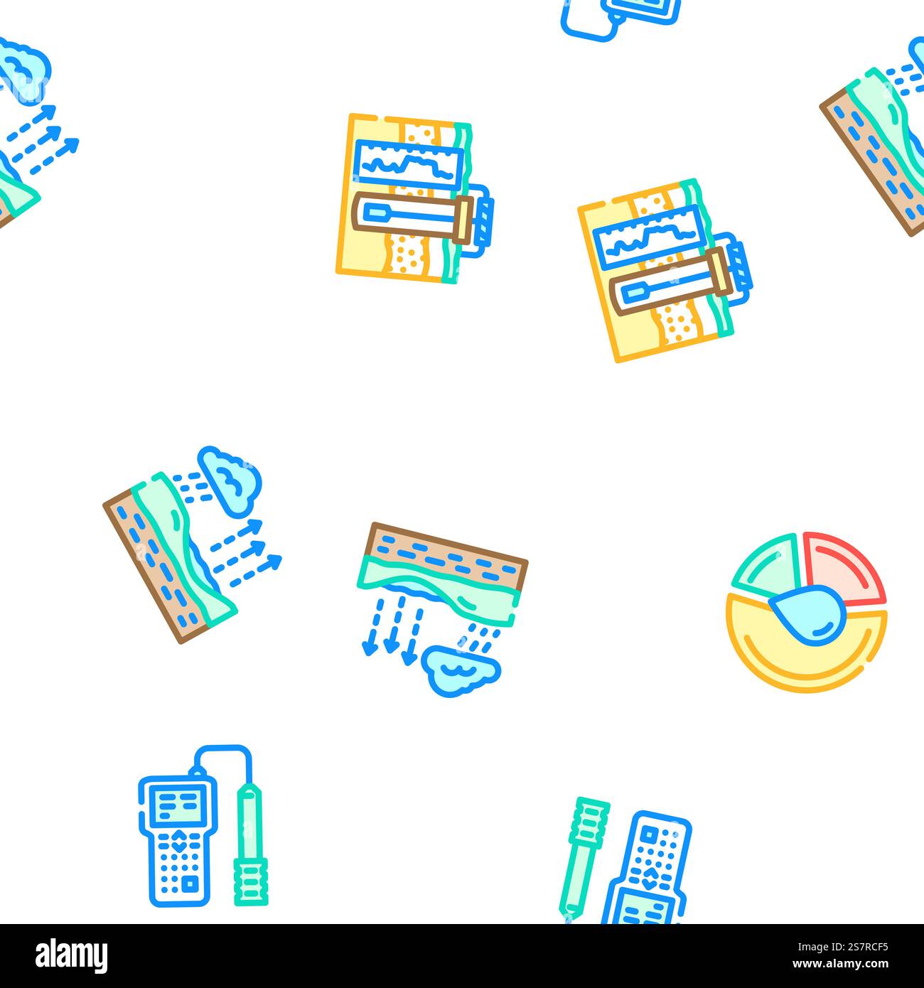 hydrogeologist industrial vector seamless pattern thin line illustration. hydrogeologist industrial seamless pattern vector Stock Vector