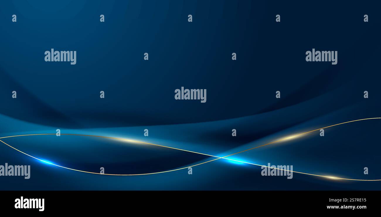 blue abstract background with luxury golden elements vector ...