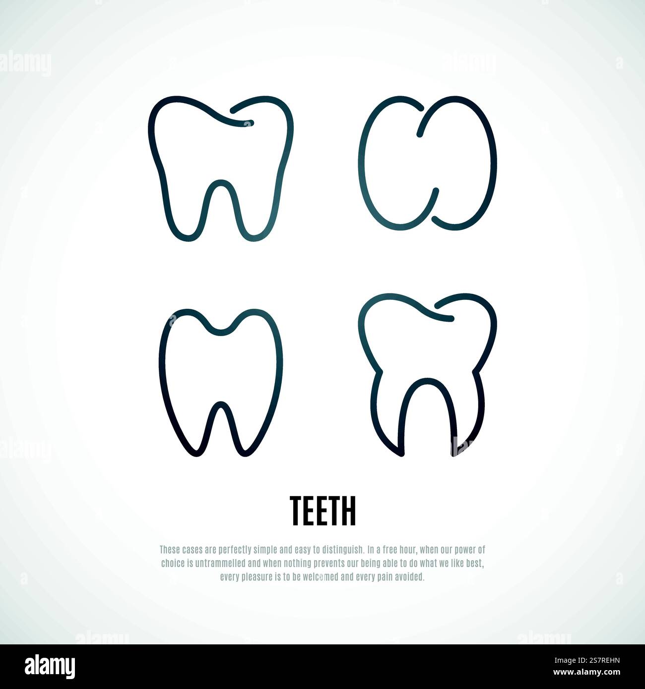 Simple teeth set isolated on white background. Template for Dental ...