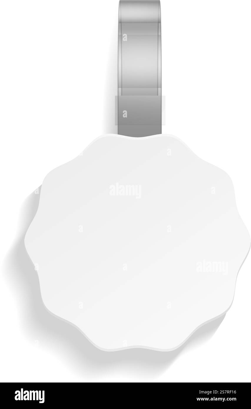 Dangler Vector Dangler mockup. Realistic white hanging ad sticker isolated on white ...