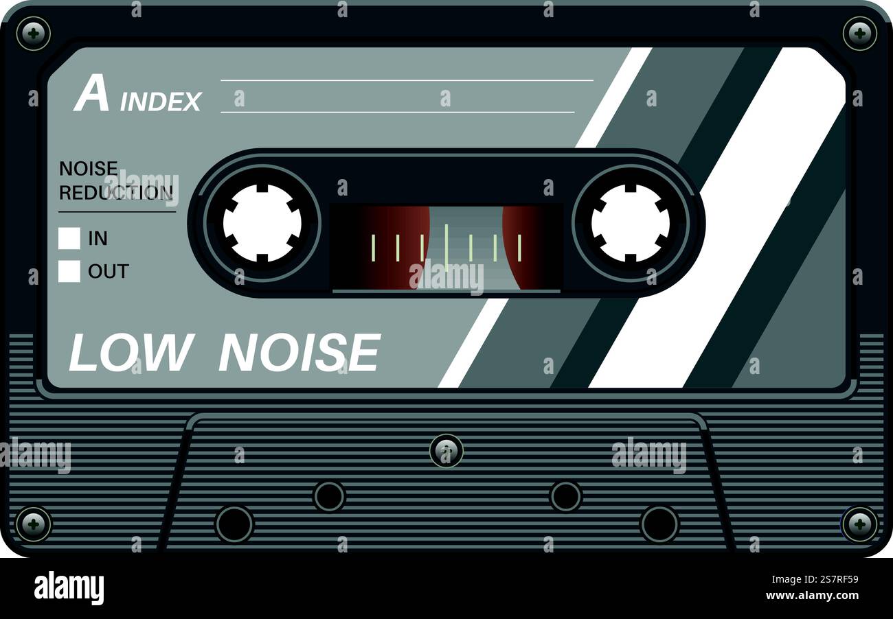 Vintage music tape Audio cassette case template isolated on white