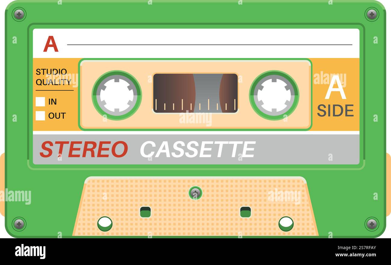 Retro audio tape cassette template. Old technology isolated on white ...