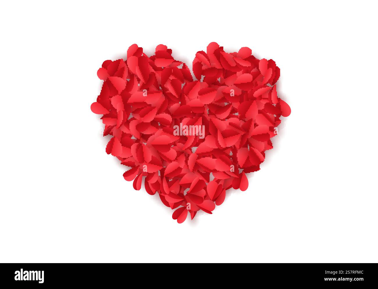 Red and pink of paper hearts isolated on white background. Happy ...
