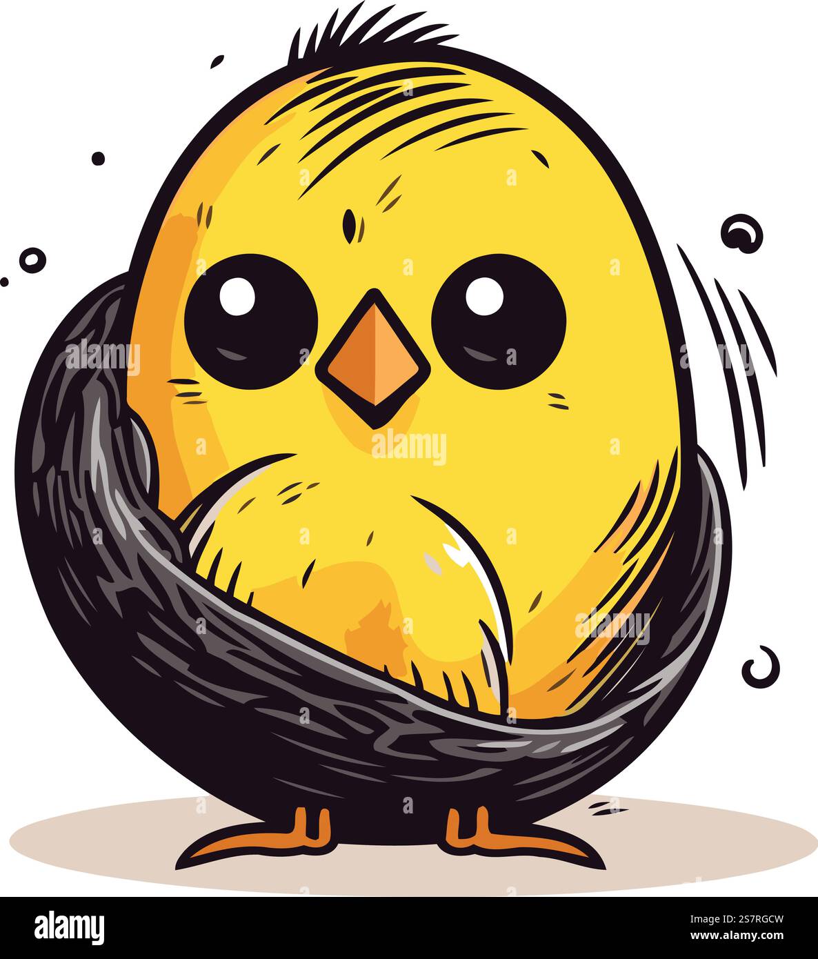 Cute little chick in a nest. Vector illustration on white background ...