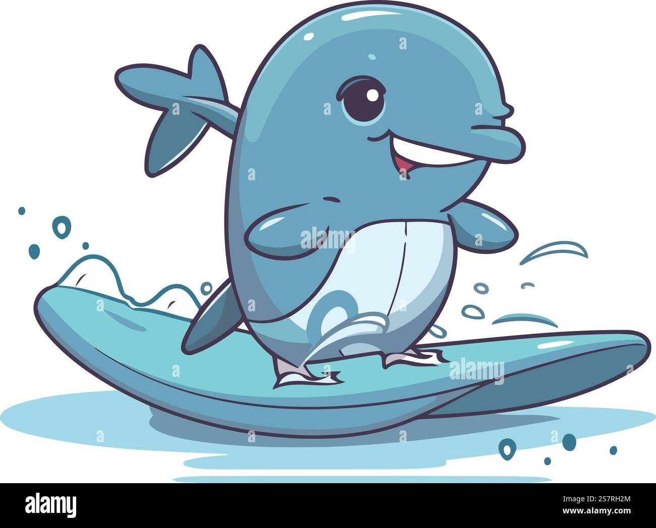 Cute cartoon whale surfing on a surfboard. Vector illustration Stock ...