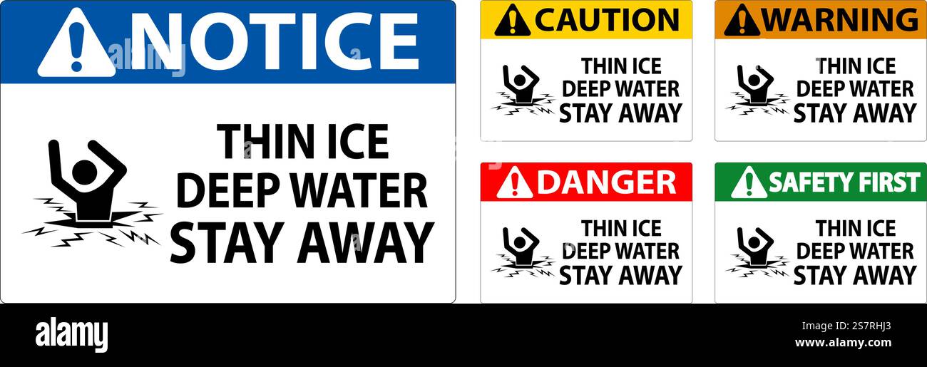 Danger Sign Thin Ice Deep Water, Stay Away Stock Vector Image & Art - Alamy