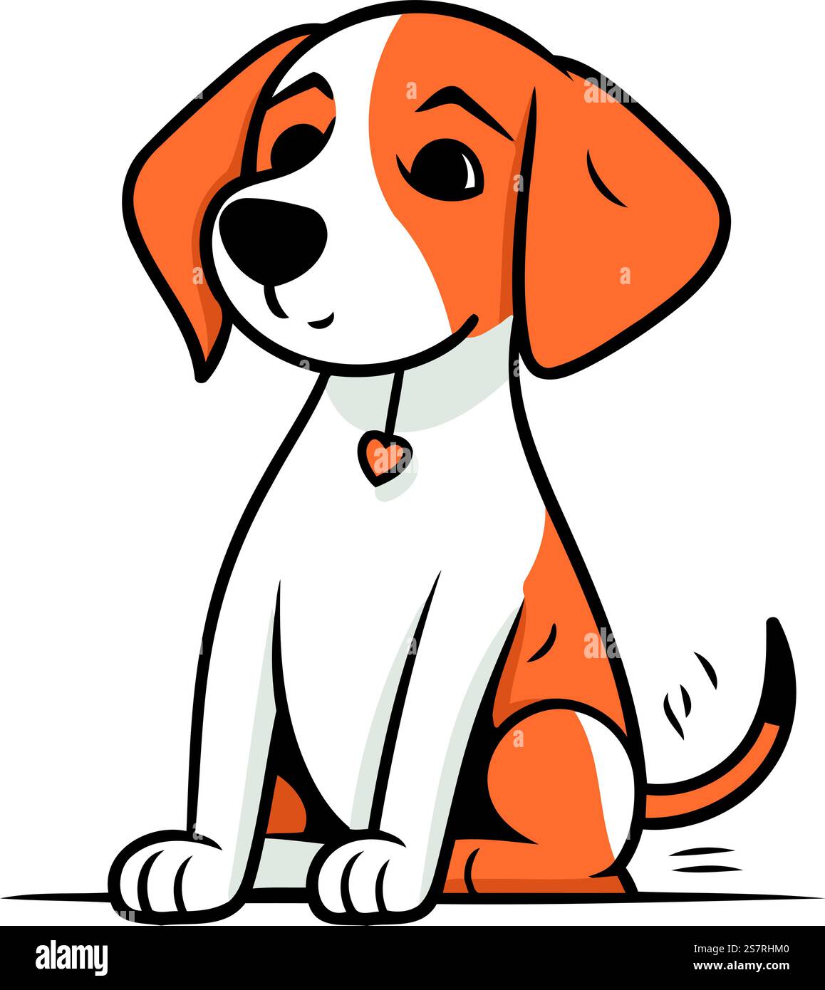 Cute cartoon dog sitting isolated on white background. Vector ...