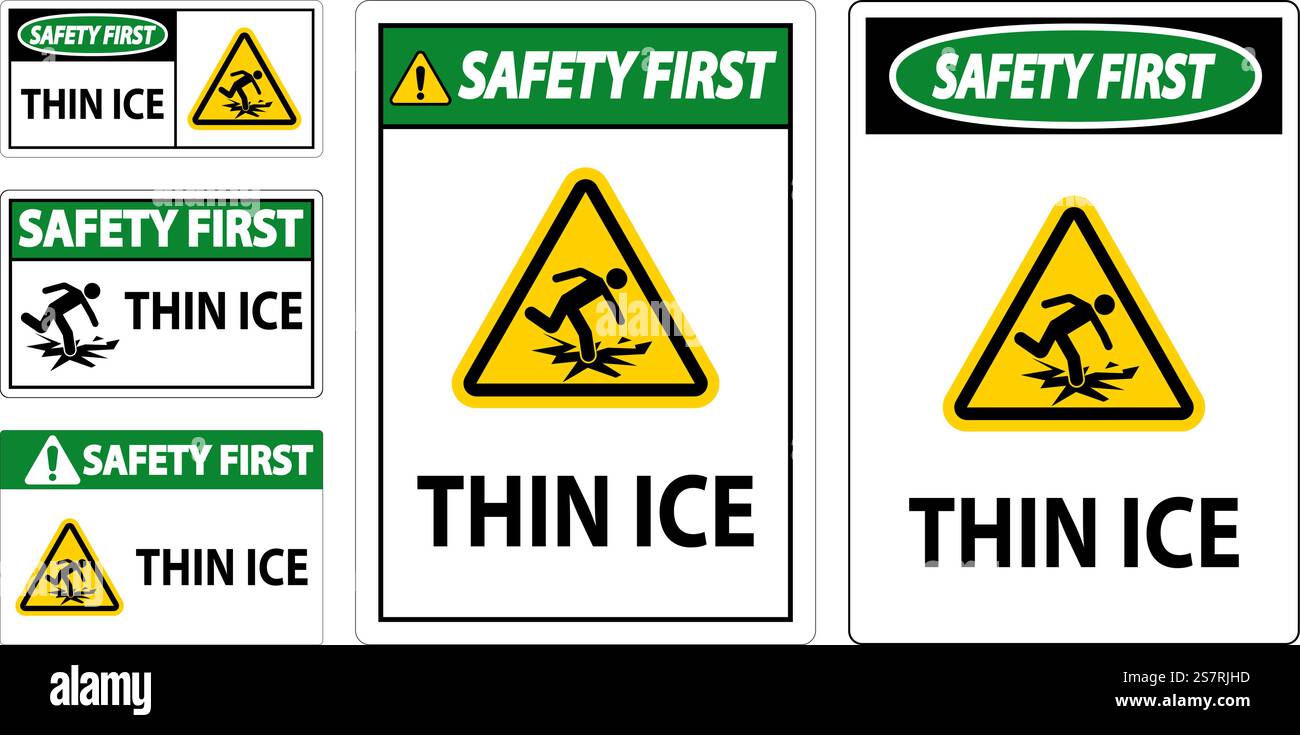 Water Safety Sign Danger - Thin Ice Stock Vector Image & Art - Alamy