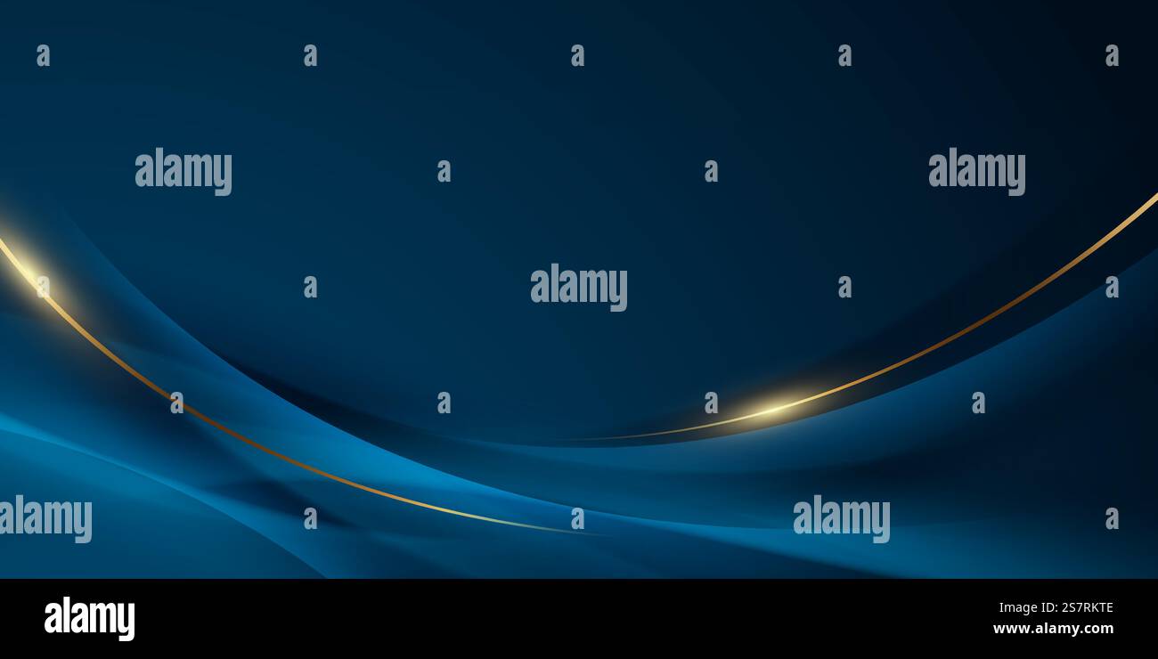 blue abstract background with luxury golden elements vector ...