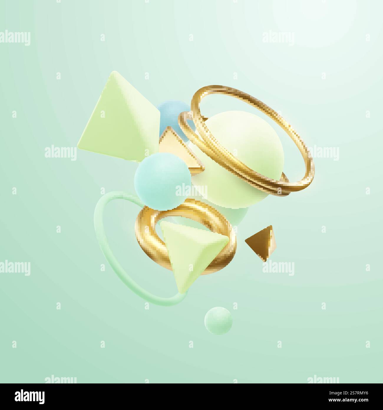Golden turquoise glossy geometric shapes hi-res stock photography and ...