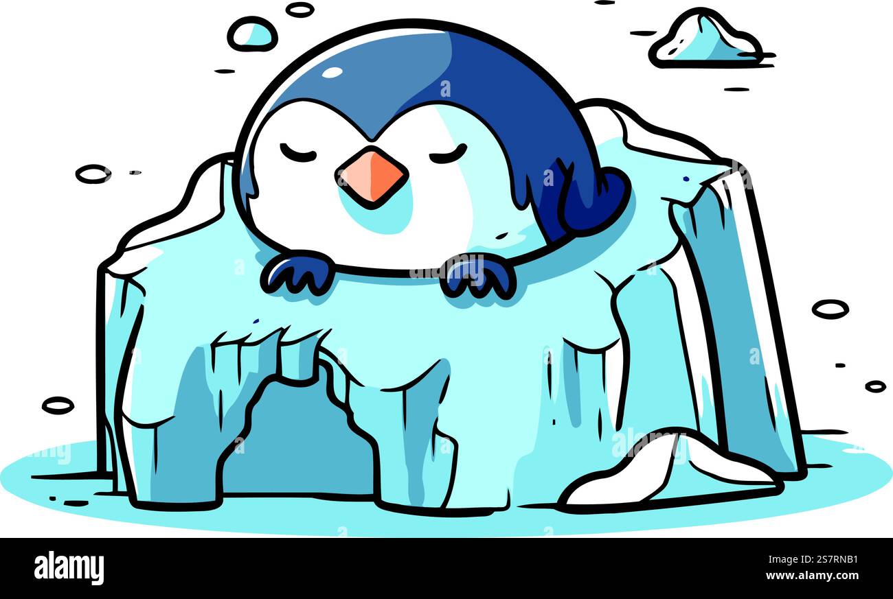 Penguin sleeping on an ice floe. Vector illustration Stock Vector Image ...