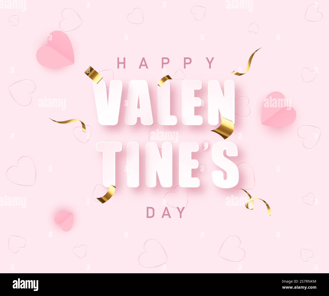 Valentines day greeting banner in papercut realistic style.. Valentines ...