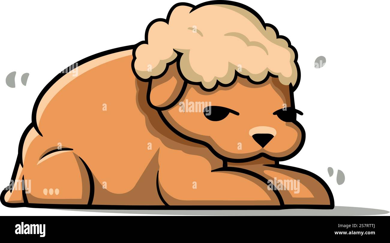 Cute dog sleeping on the floor. Vector illustration in cartoon style ...