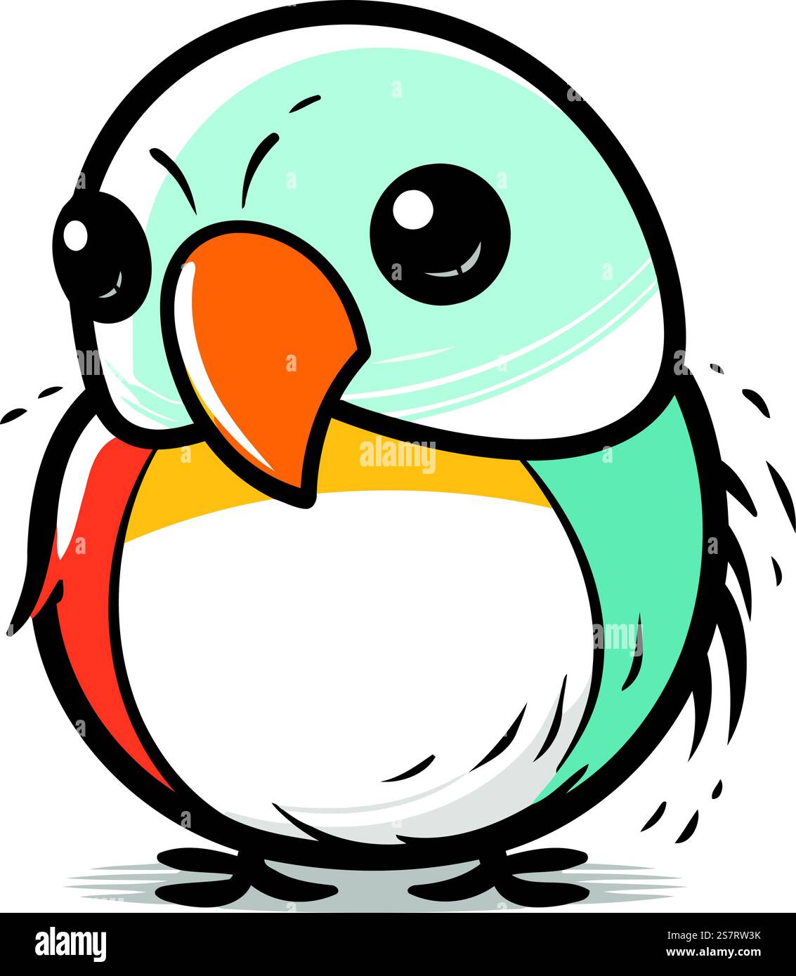 Cute cartoon parrot. Hand drawn vector illustration isolated on white ...