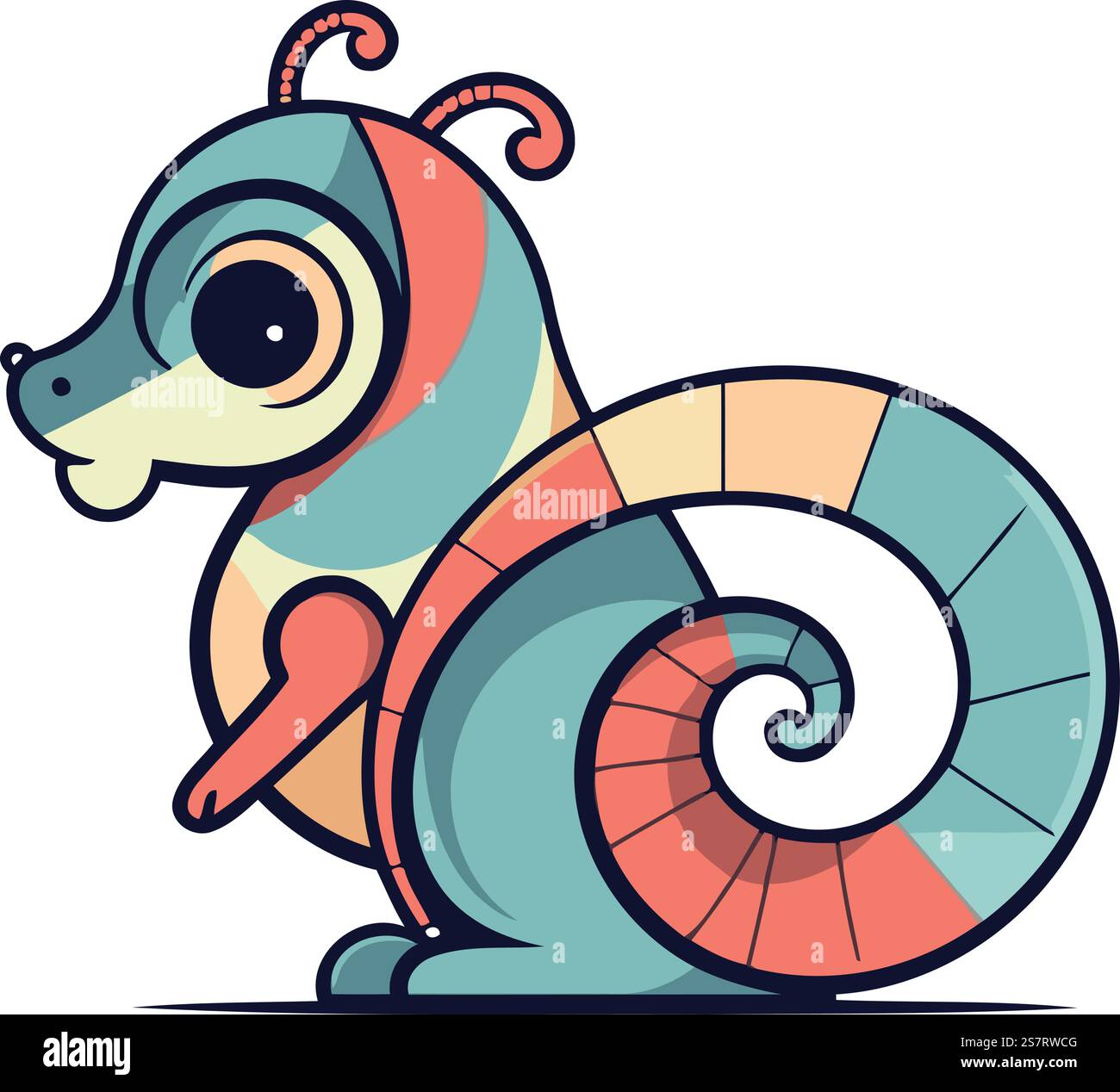 Cute cartoon snail. Vector illustration isolated on a white background ...