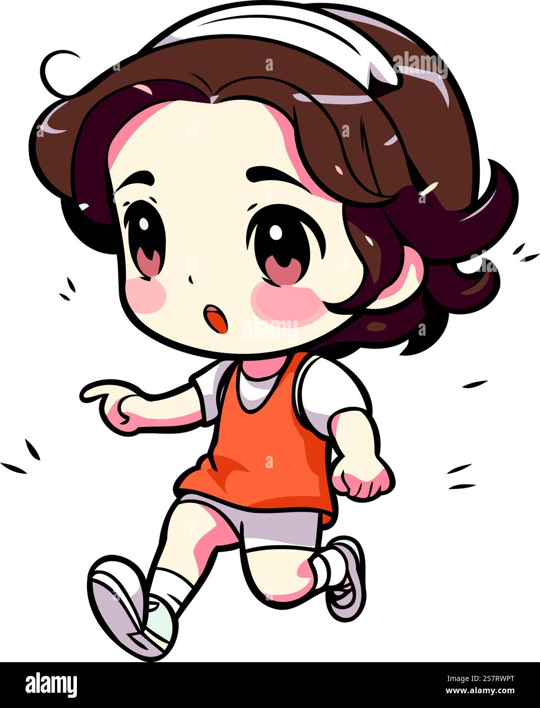 Illustration of a Cute Little Girl Running and Smiling Stock Vector ...