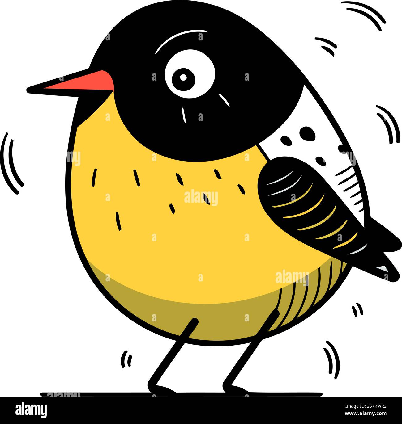 Cute little bird. Hand drawn vector illustration in cartoon style Stock ...