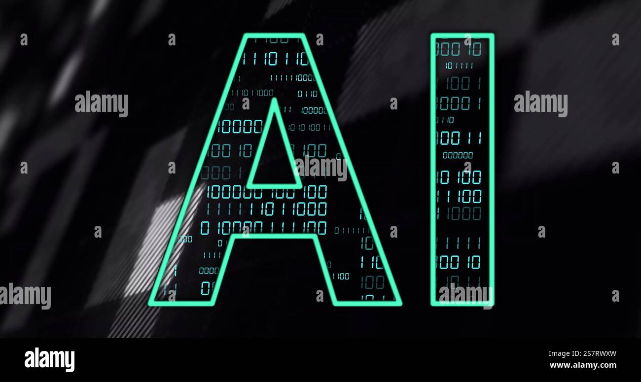 Image of ai text with data processing over globe on black background Stock Photo