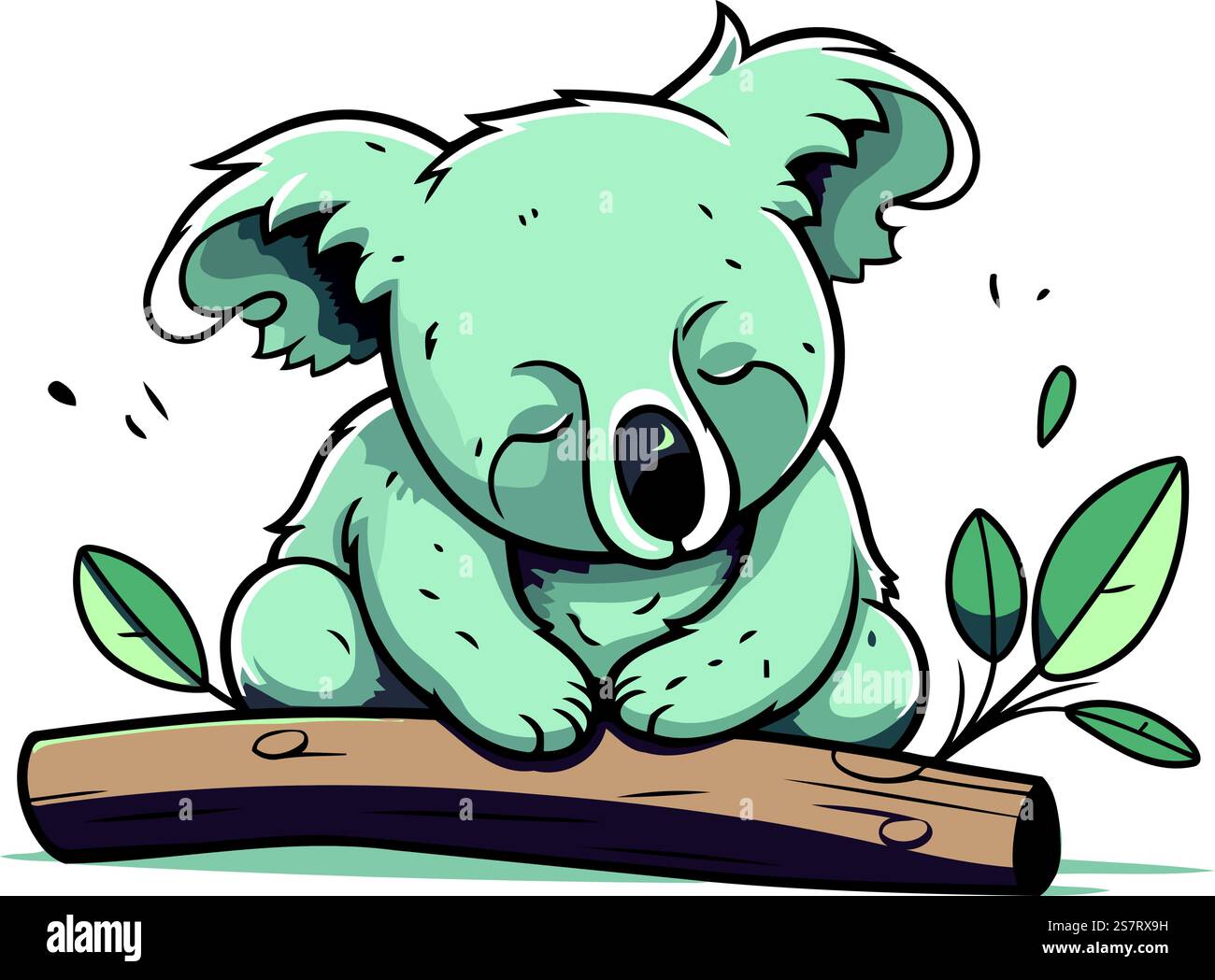 Cute cartoon koala sitting on a log. Vector illustration Stock Vector ...