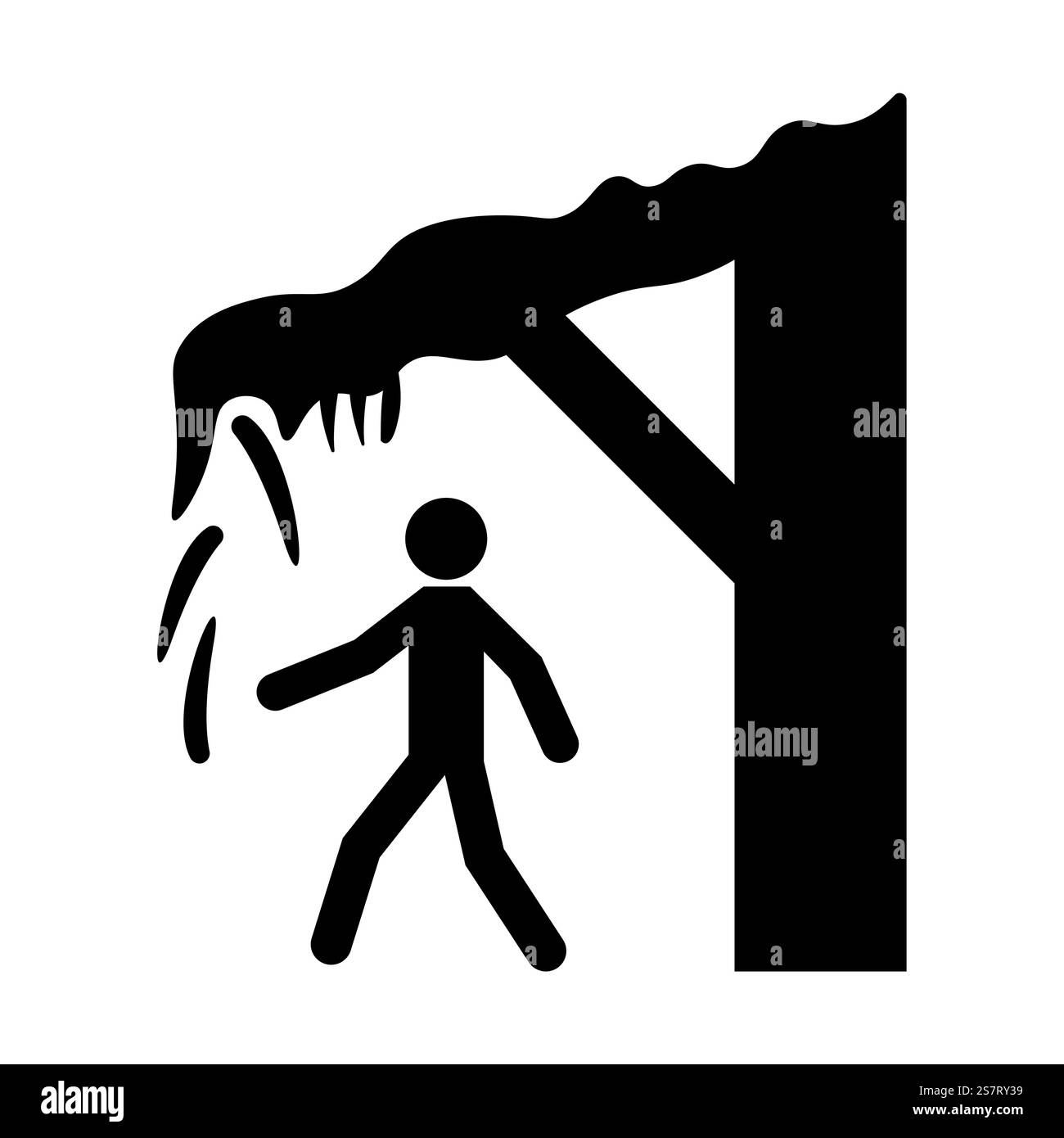 Ice Warning Sign Watch Out For Falling Ice And Snow Symbol Stock Vector
