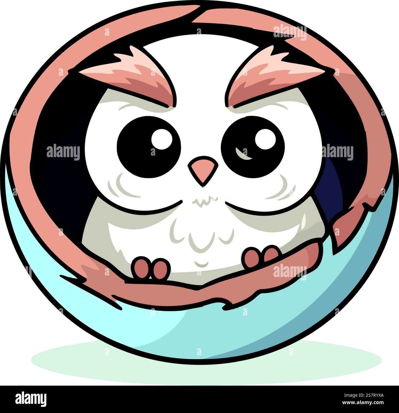 Cute owl in a hole on a white background. Vector illustration Stock ...