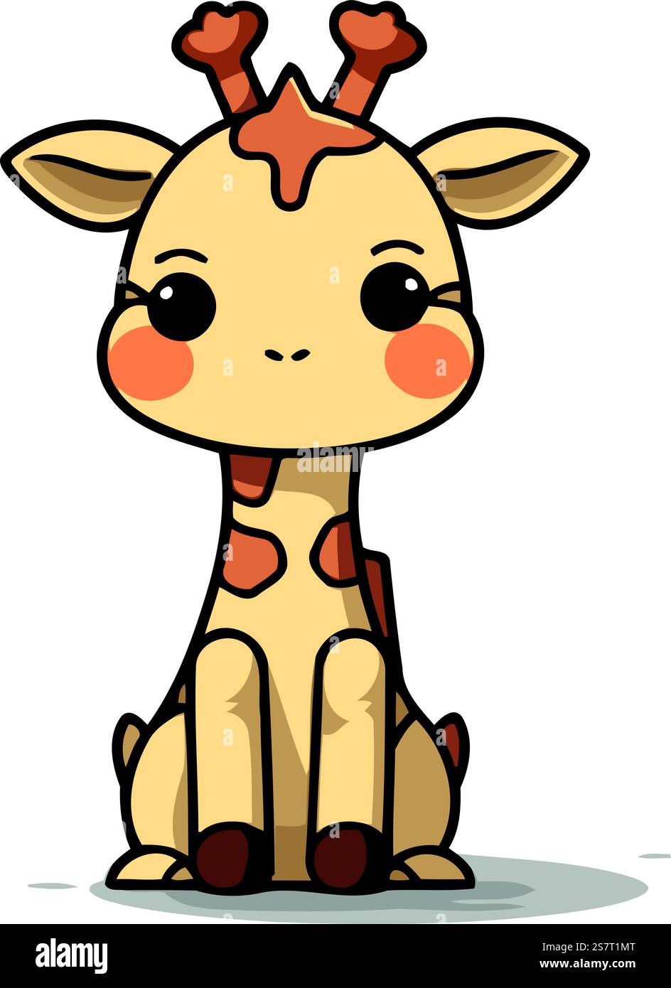 Cute Giraffe Sitting Cartoon Mascot Character Vector Illustration Stock ...