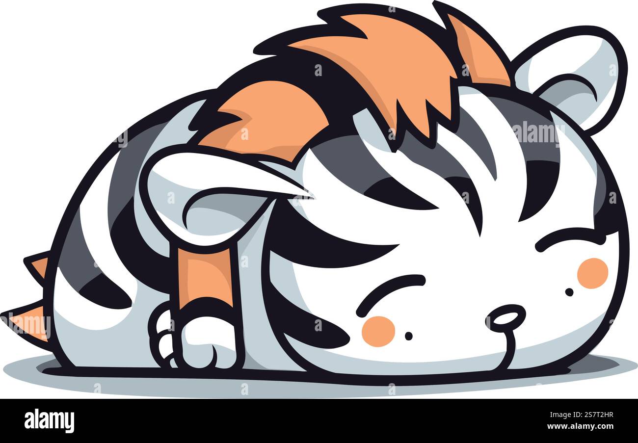 Cute cartoon tiger. Vector illustration isolated on a white background ...
