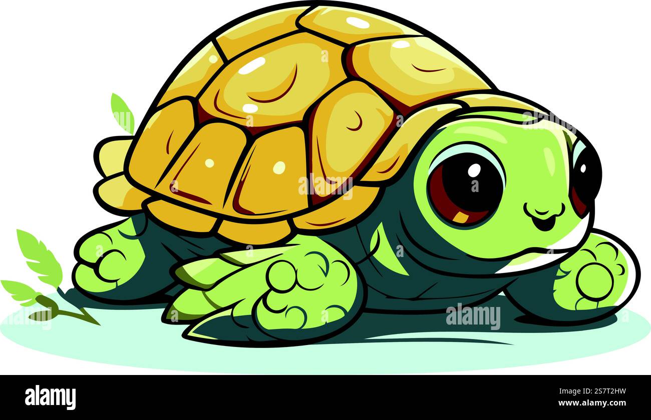 Cute baby turtle isolated on a white background. Vector illustration ...